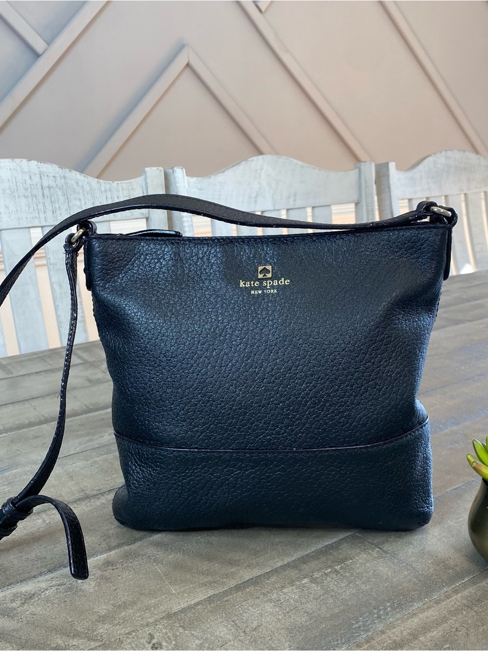 Kate Spade Southport Avenue Cora Black Pebbled Leather Crossbody Bag